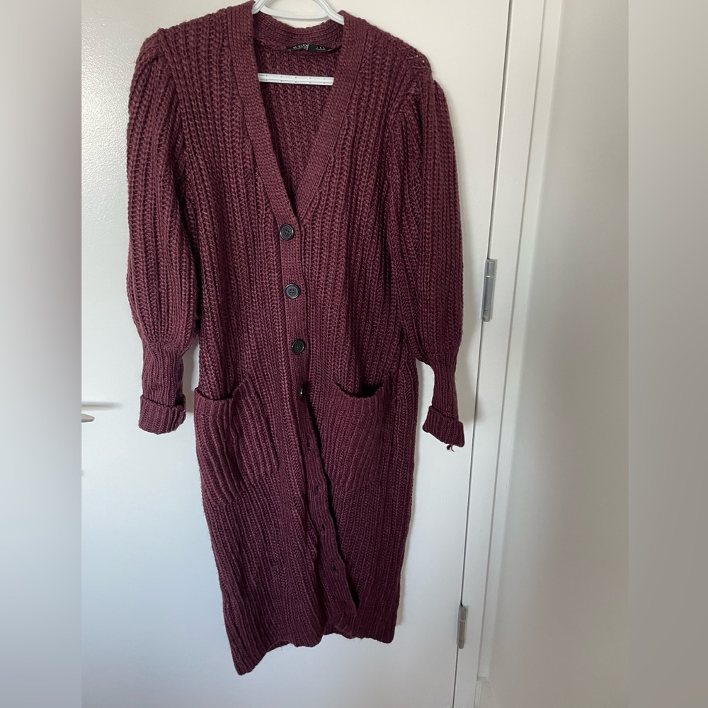 Burgundy sweater - can be worn as cardigan or a sweater dress - Eloquii